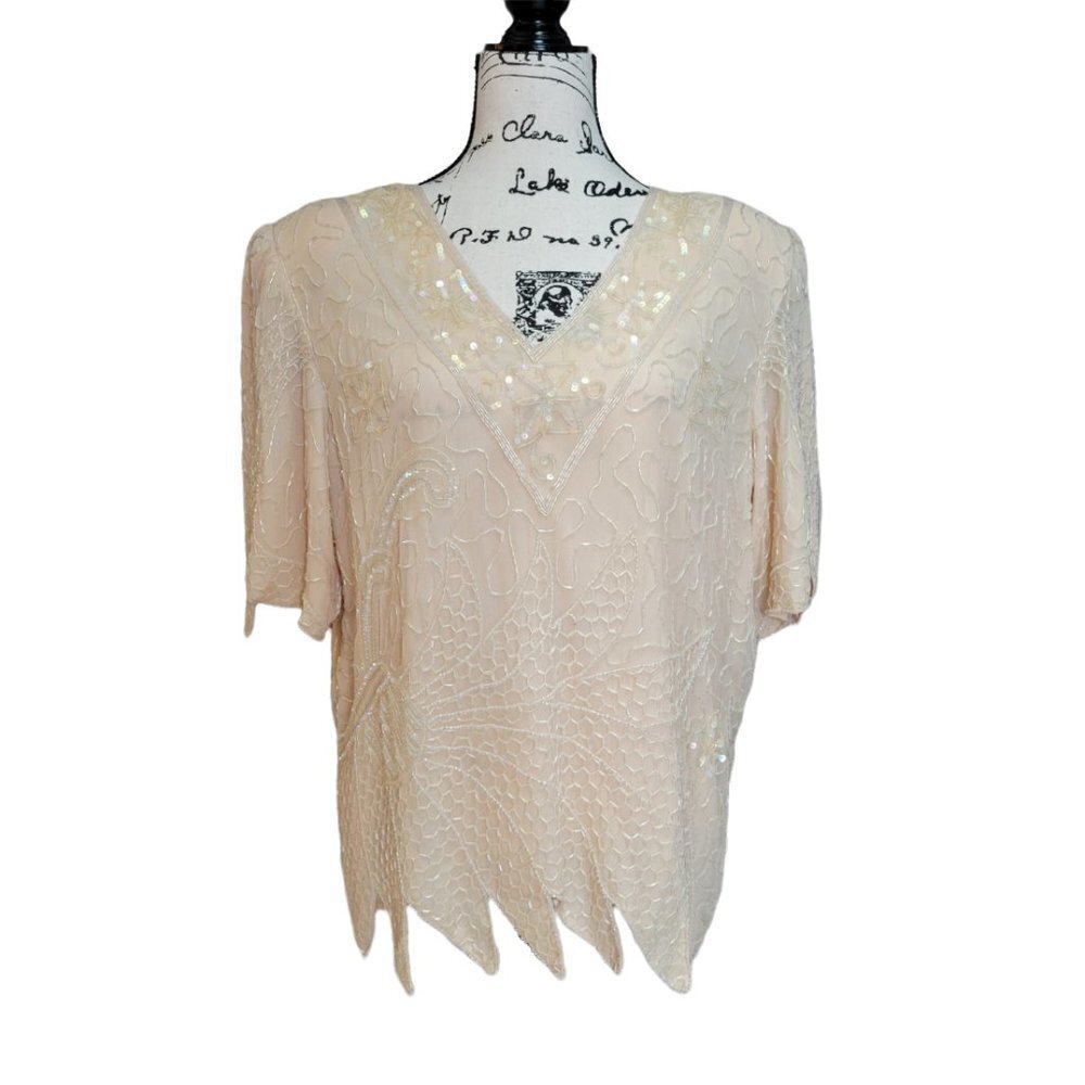 Landmark Vintage 100% Silk Sequins Top - Size L